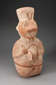 Jar in the Form of an Anthropomorphic Seal Playing a Drum, 100 B.C./A.D. 500. Creator: Unknown