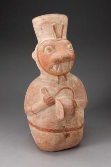 Jar in the Form of an Anthropomorphic Seal Playing a Drum, 100 B.C./A.D. 500. Creator: Unknown
