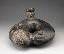 Jar Shaped like an Curling Insect with Single Spout in the Form of a Human Head, A.D. 1200/1450. Creator: Unknown