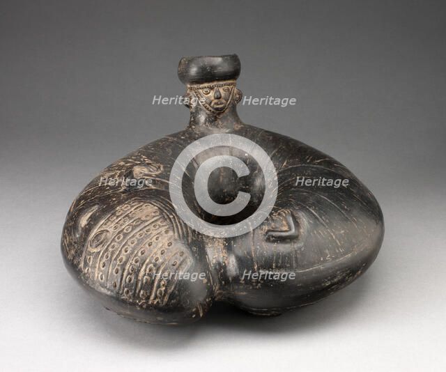 Jar Shaped like an Curling Insect with Single Spout in the Form of a Human Head, A.D. 1200/1450. Creator: Unknown.