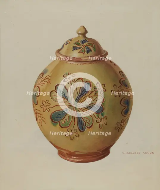 Jar with Cover, 1935/1942. Creator: Charlotte Angus.