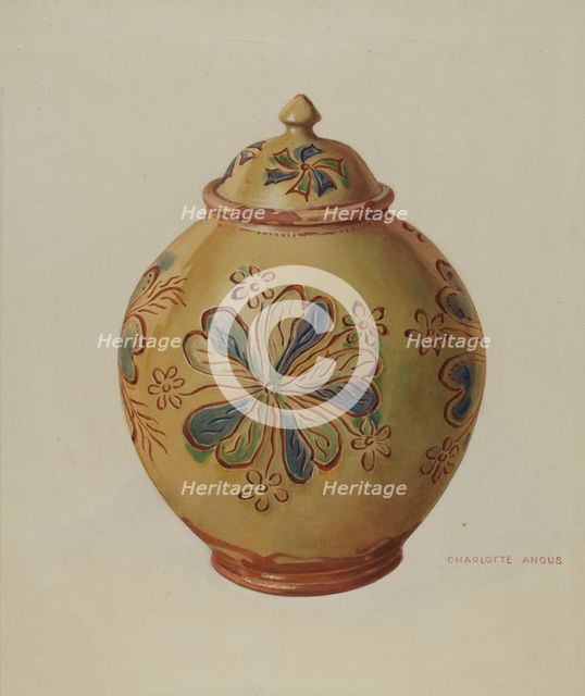 Jar with Cover, 1935/1942. Creator: Charlotte Angus.