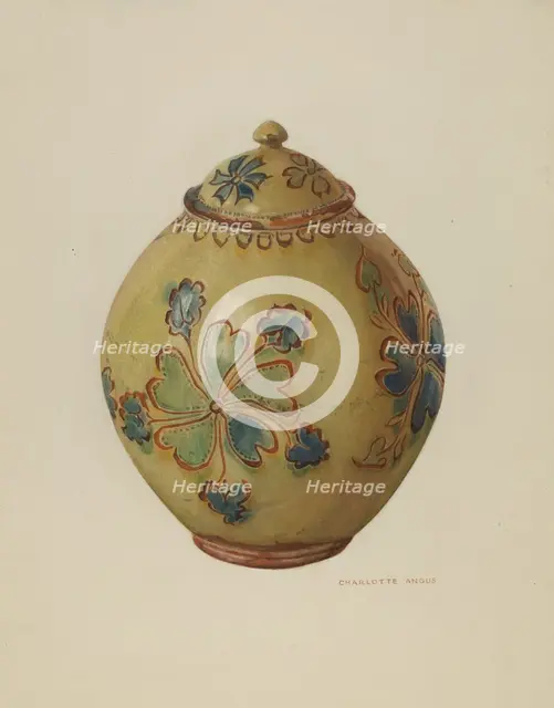 Jar with Cover, c. 1936. Creator: Charlotte Angus.