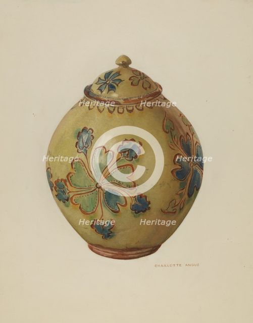 Jar with Cover, c. 1936. Creator: Charlotte Angus.