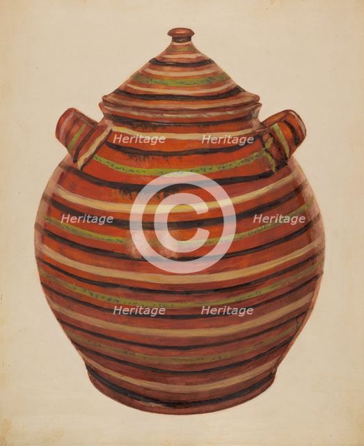 Jar with Cover, c. 1938. Creator: Alvin Shiren.