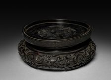 Jar with Chrysanthemum Decoration: Fahua Ware (base), 1368-1644. Creator: Unknown
