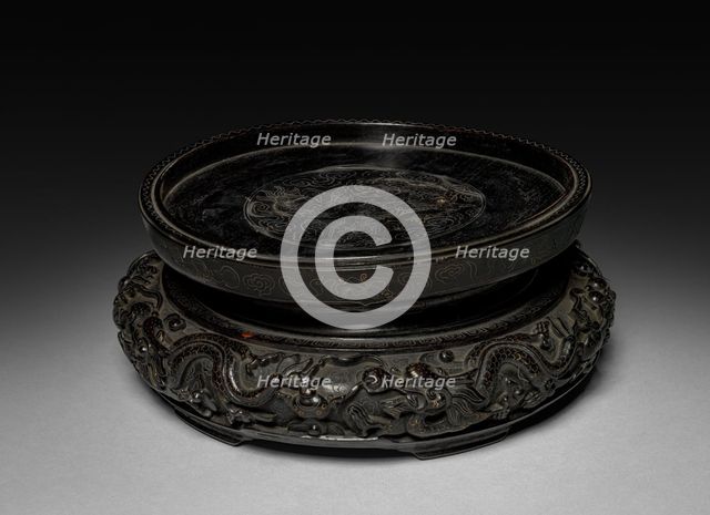 Jar with Chrysanthemum Decoration: Fahua Ware (base), 1368-1644. Creator: Unknown.
