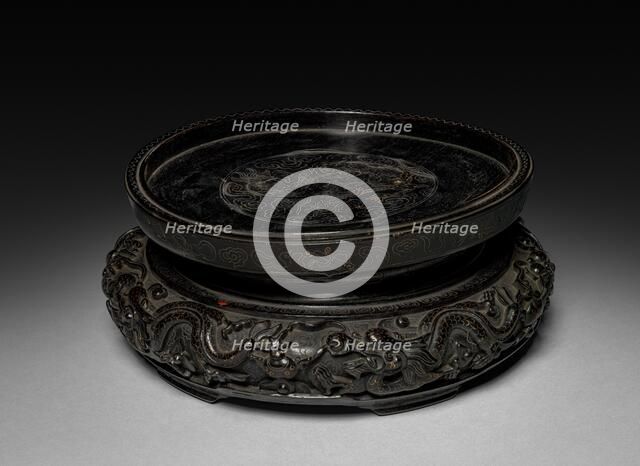 Jar with Chrysanthemum Decoration: Fahua Ware (base), 1368-1644. Creator: Unknown.