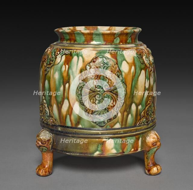 Jar with Applied Floral Decoration, 618-907. Creator: Unknown.