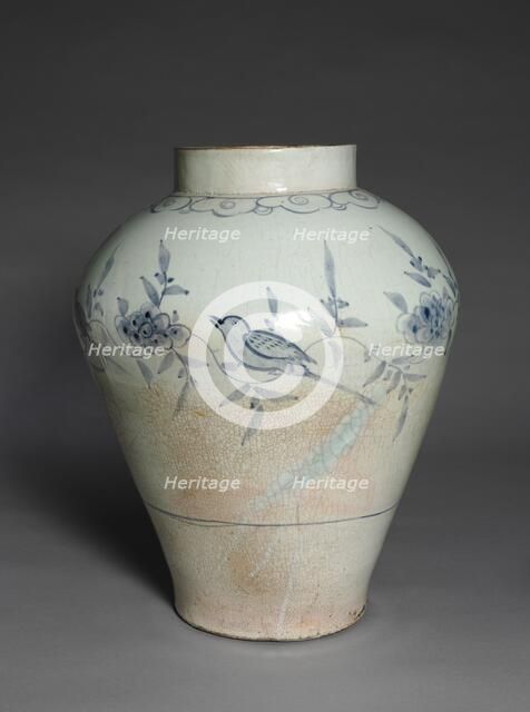 Jar with Bird and Flower Decoration, 1700s. Creator: Unknown.