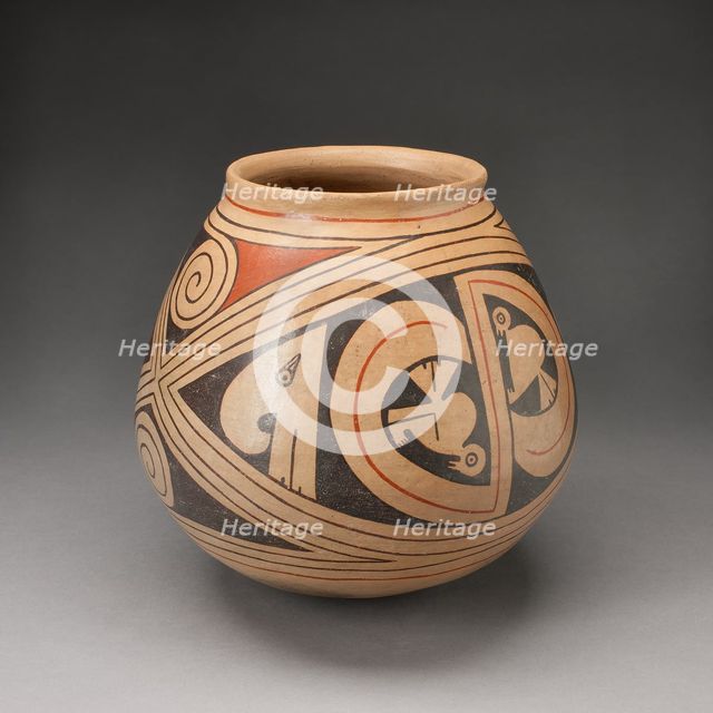 Jar with Diamond-Shaped Frames with Abstract Birds and Coiling Motifs, A.D. 1280/1450. Creator: Unknown.