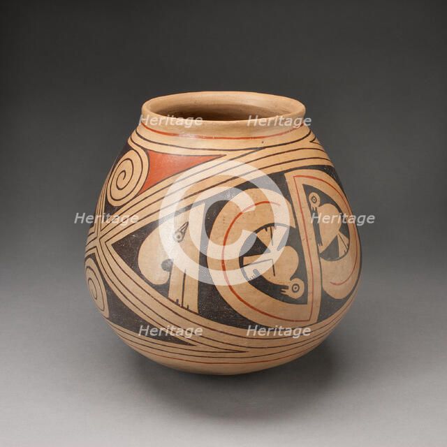 Jar with Diamond-Shaped Frames with Abstract Birds and Coiling Motifs, A.D. 1280/1450. Creator: Unknown.