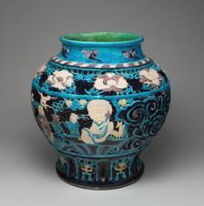 Jar with Eight Immortals and Peonies, Ming dynasty (1368-1644), 16th century. Creator: Unknown
