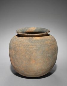 Jar with Loop Handle with Overall Impressed Surface Decoration, 200s-300s. Creator: Unknown