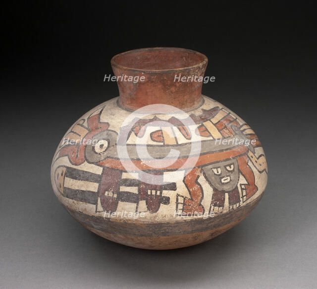 Jar with Narrowed Neck Depciting Anthropomorphic Insect with Trophy Head, 180 B.C./A.D. 500. Creator: Unknown.