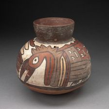 Jar with Narrowed Neck Depicting Abstract Birds, 180 B.C./A.D. 500. Creator: Unknown