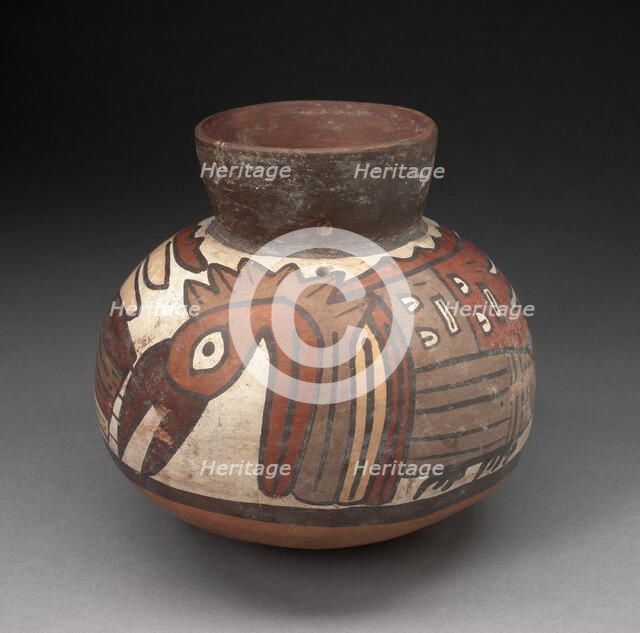 Jar with Narrowed Neck Depicting Abstract Birds, 180 B.C./A.D. 500. Creator: Unknown.