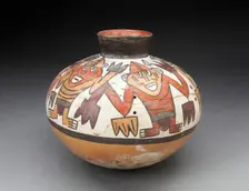 Jar with Narrowed Neck Depicting Figures with Plant Motifs as Hands and Arms, 180 B.C./A.D. 500. Creator: Unknown