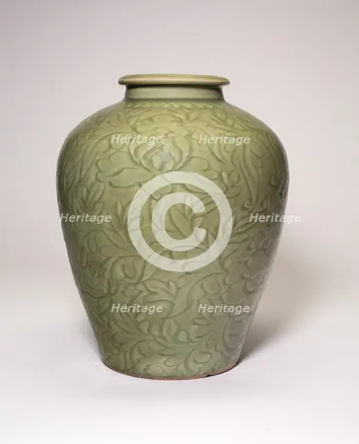 Jar with Peony Scrolls, Ming dynasty (1368-1644), 15th century. Creator: Unknown.