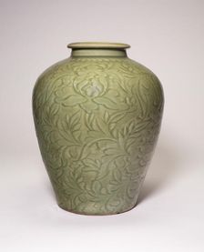Jar with Peony Scrolls, Ming dynasty (1368-1644), 15th century. Creator: Unknown