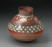 Jar with Rows of Checkerboard Pattern and Abtract Plants, 180 B.C./A.D. 500. Creator: Unknown