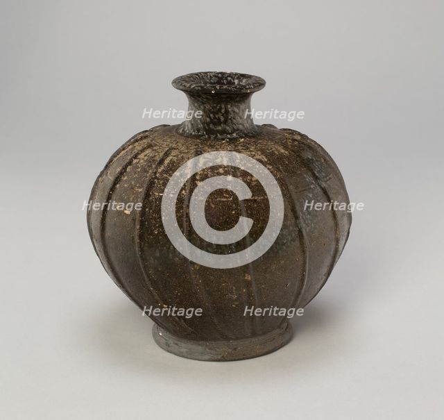 Jar with Vertical Ribs, Korea, Three Kingdoms period (57 B.C.-A.D. 668), Silla..., 7th century. Creator: Unknown.
