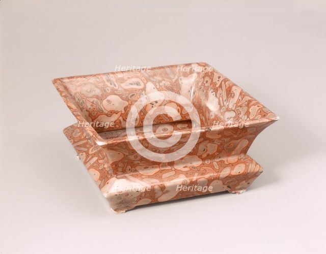 Jardiniere with glaze imitating pudding stone, Qianlong period, Qing dynasty, China, 1736-1795. Creator: Unknown.