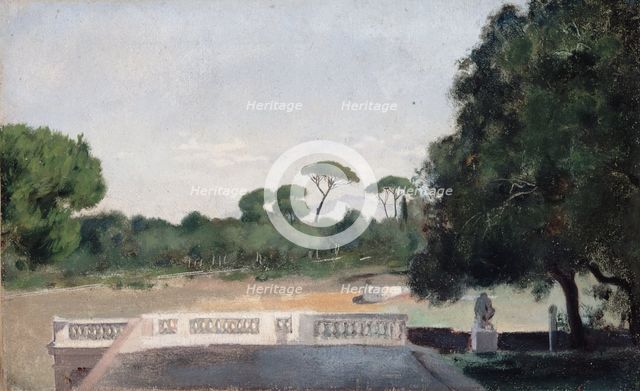 Jardins de la Villa Borghèse vus depuis la Villa Médicis à Rome, c.1859 — 1860. Creator: Jean Jacques Henner.