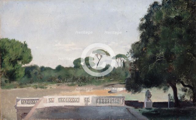 Jardins de la Villa Borghèse vus depuis la Villa Médicis à Rome, c.1859 — 1860. Creator: Jean Jacques Henner.