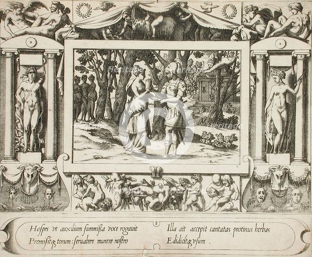 Jason and Medea Meeting, c1563. Creator: Rene Boyvin.