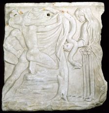 Jason and Medea (Relief of a sarcophagus). Creator: Art of Ancient Rome, Classical sculpture