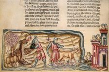 Jason in the Argo, yoking the oxen and slaying the dragon, 1340. Creator: Perrin Remy