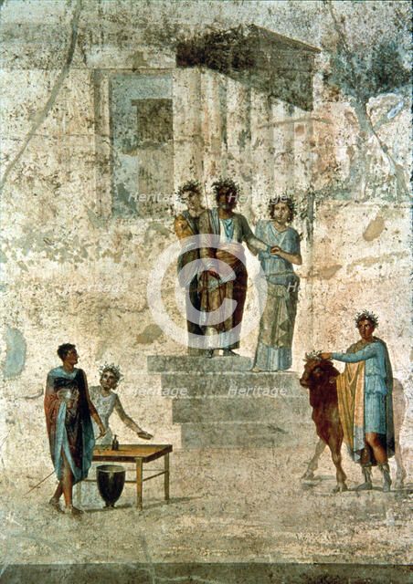 Jason presented before his uncle Pelio and his daughters, fresco from Pompeii.