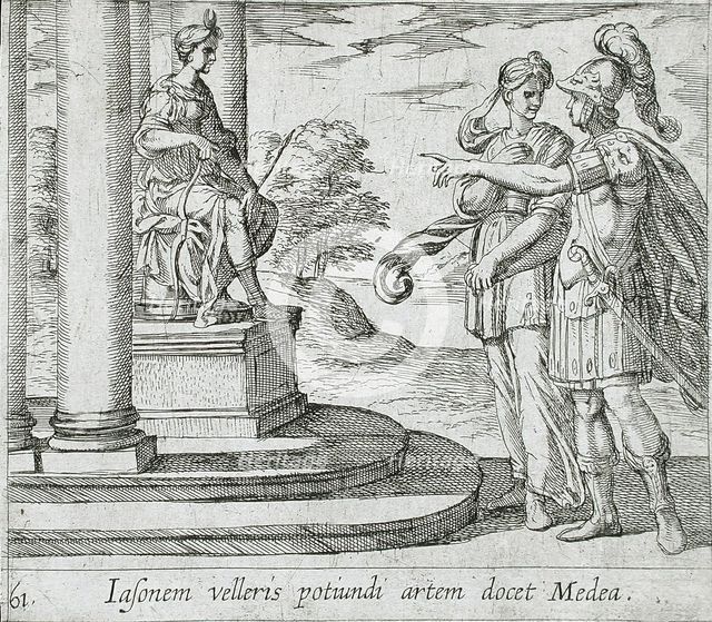 Jason Promises His Hand to Medea, published 1606. Creators: Antonio Tempesta, Wilhelm Janson.