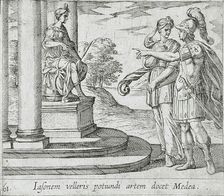 Jason Promises His Hand to Medea, published 1606. Creators: Antonio Tempesta, Wilhelm Janson