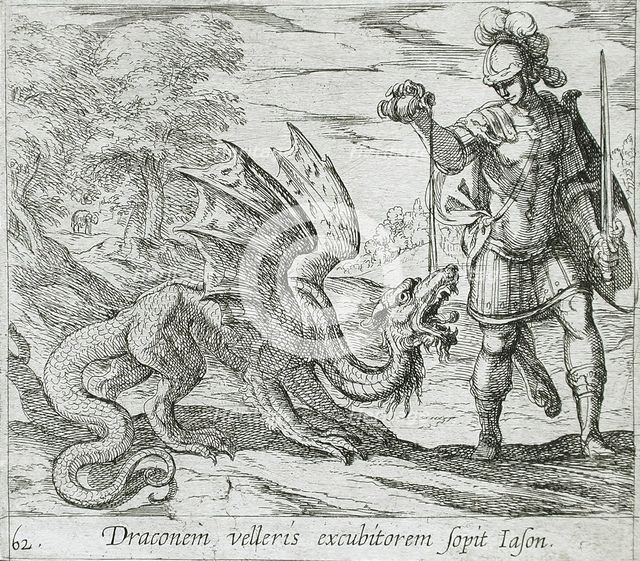 Jason Putting the Dragon to Sleep, published 1606. Creators: Antonio Tempesta, Wilhelm Janson.