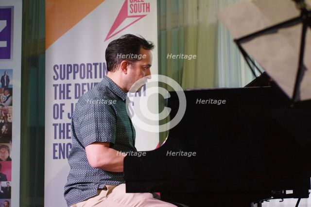 Jason Rebello, Watermill Jazz Club, Dorking, Surrey, 2 July 2019. Creator: Brian O'Connor.