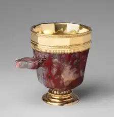 Jasper Cup with Gilded-Silver Mounts, Bohemian, ca. 1350-80. Creator: Unknown