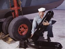 J.D. Estes at the Naval Air Base, Corpus Christi, Texas, 1942. Creator: Howard Hollem