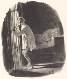- Je crois que j'ai entendu chanter un hibou... qu'est-ce que ça peut bien m'annoncer?.., 1847. Creator: Honore Daumier