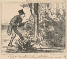 Je crois que je tiens un lièvre ..., 19th century. Creator: Honore Daumier