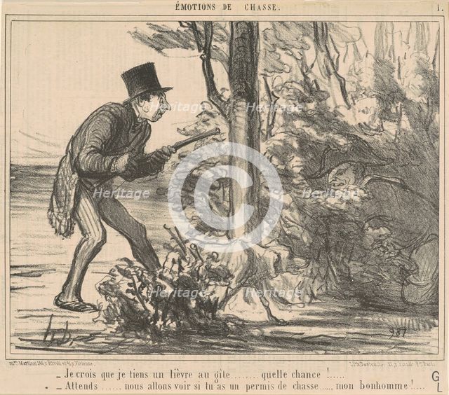 Je crois que je tiens un lièvre ..., 19th century. Creator: Honore Daumier.