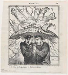 Je crois que la parapluie va finir par crever, 1869. Creator: Honore Daumier