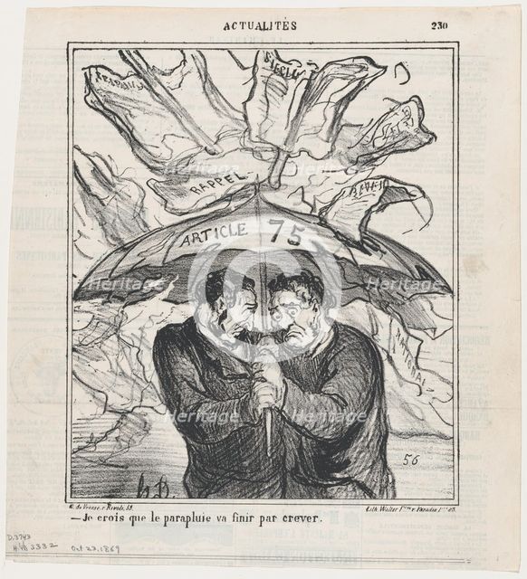 Je crois que la parapluie va finir par crever, 1869. Creator: Honore Daumier.