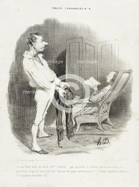 Je me fiche bien de vôtre Mme. Sand..., 1839. Creator: Honore Daumier.