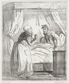 Je me sens malade! Allez chercher le médecin! -Oh monsieur! Je m'en garderais bien..., 1867. Creator: Cham