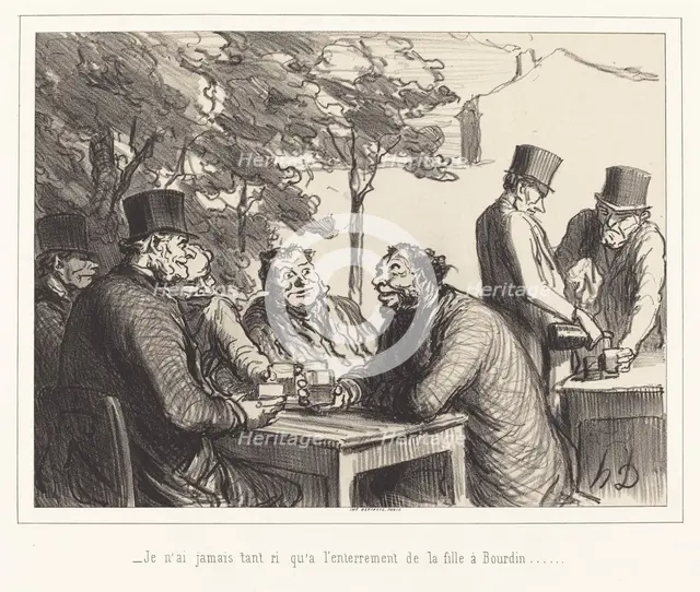 Je n'ai jamais tant ri qu'a l'enterrement de la fille à Bourdin..., 1862. Creator: Honore Daumier.
