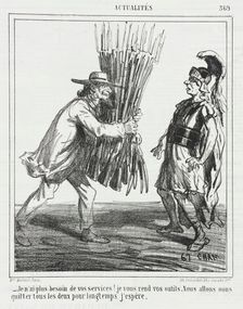 Je n'ai plus besoin de vos services! Je vous rends vos outils. Nous allons nous quitter..., 1865. Creator: Cham