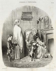 Je ne loue pas aux gens qui ont des enfants!..., 1847. Creator: Honore Daumier