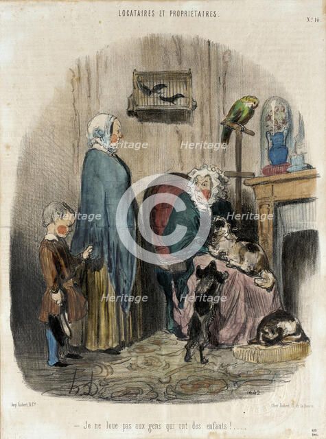Je ne loue pas aux gens qui ont des enfants!, 1847. Creator: Honore Daumier.